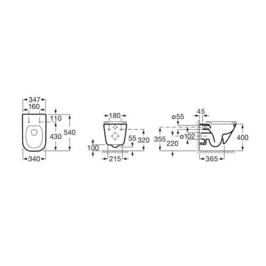 Set vaso WC Roca Gap A34647L000, copriwater Roca Gap Square A801472003