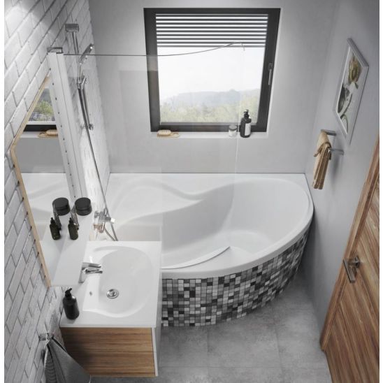 Set vasca da bagno angolare Ravak Rosa 95 C571000000, parete vasca Ravak Rosa 7QLS0100Y1, 495121, GPX2240140