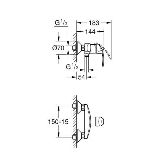 Set rubinetto per doccia Grohe Eurosmart 33555002, rubinetto per lavabo Grohe Eurosmart 33265002
