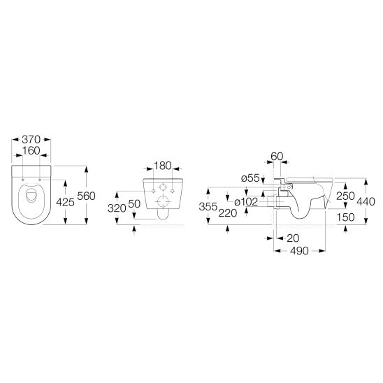 Set vaso WC Roca Inspira A346527000, modulo di installazione Roca Duplo One A890070020, A80152200B, A890189206, A890063000