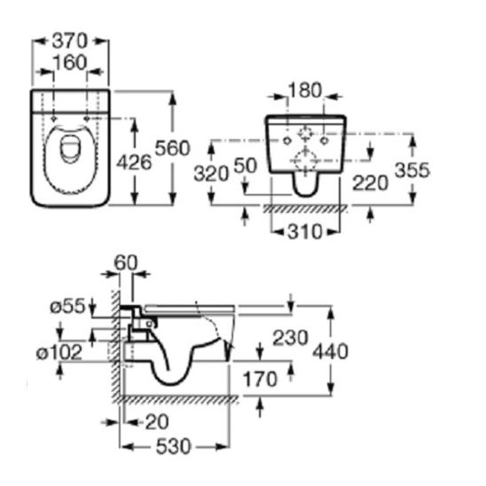 Set vaso WC Roca Inspira A346537000, modulo di installazione Roca Duplo One A890070020, A80153200B, A890195000, A890063000