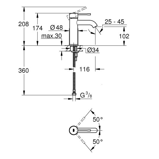 Set rubinetto per vasca e doccia Grohe Essence 23491001, elemento di montaggio a pavimento Grohe 45984001, 23590001