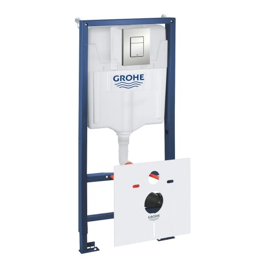 Set modulo di installazione con placca di comando Grohe Rapid SL 39449000, vaso WC con copriwater a discesa lenta Grohe Bau Ceramic 39351000