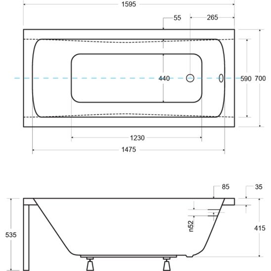 Set vasca da bagno rettangolare Besco Optima #WAO-160-PK, rivestimento per vasca da bagno Besco #OAP-160-UNI