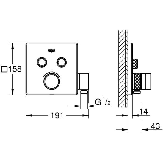 Set rubinetto per vasca e doccia Grohe Grohtherm SmartControl 29125000, soffione doccia Grohe Vitalio Comfort 26695000, 35600000, 27400000, 27851000, 28741002