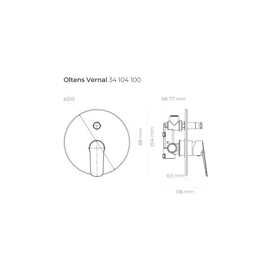 Set rubinetto per vasca e doccia Oltens Vernal 34104100, soffione doccia Oltens Vindel 37000100, 39400100, 37101110, 39304100, 37200100