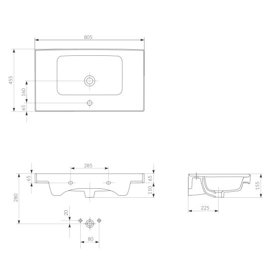 Set armadietto Cersanit Crea S924-017, lavabo Cersanit Crea K114-017