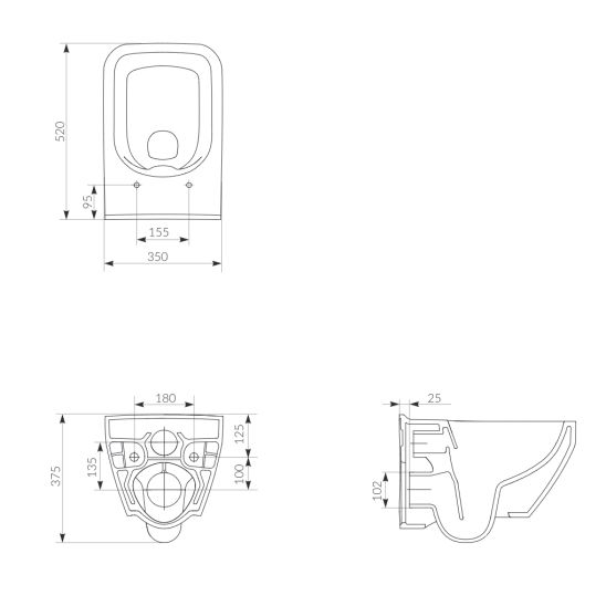 Set vaso WC Cersanit Crea K114-016, copriwater Cersanit Crea K98-0178