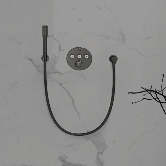 Set soffione doccia con braccio Grohe Rainshower 26066AL0, rubinetto per vasca e doccia Grohe Grohtherm SmartControl 29119AL0, 26574AL0, 27057AL0, 27074AL0, 28362A01