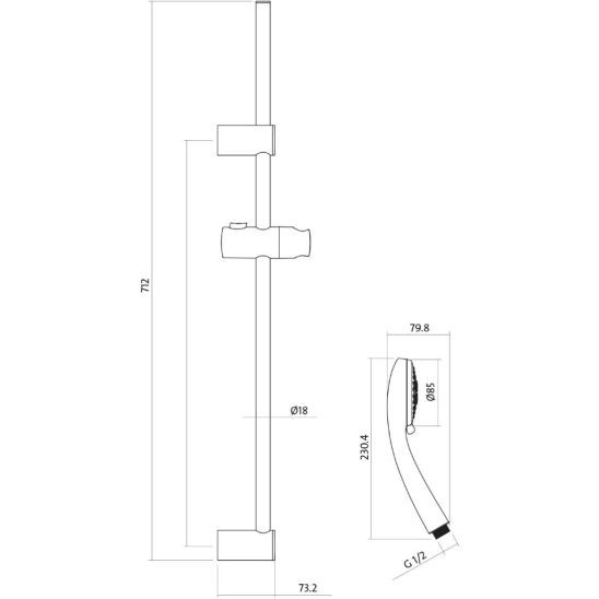 Set rubinetto per doccia Cersanit Mille S951-031, rubinetto per lavabo Cersanit Mille S951-045, S951-021