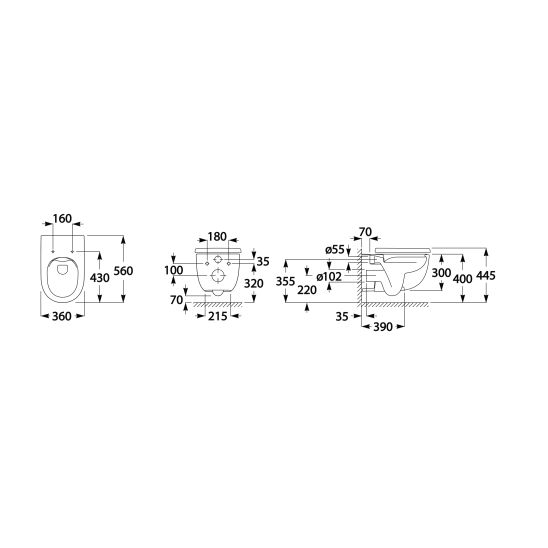 Set vaso WC Roca Meridian A34624L000, modulo di installazione Roca Duplo One A890070020, A8012A200B, A890189206, A890063000