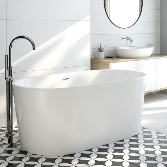 Set vasca da bagno freestanding Oltens Inga 12007000, copertura piletta Oltens 09002800