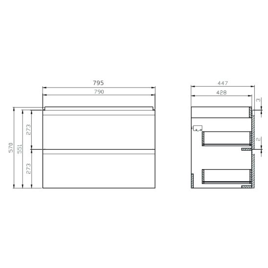 Set armadietto Cersanit Moduo S929-008, piano Cersanit Moduo S590-023