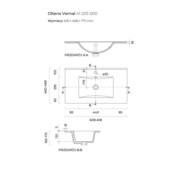 Set armadietto Oltens Vernal 60009000, lavabo Oltens Vernal 41205000