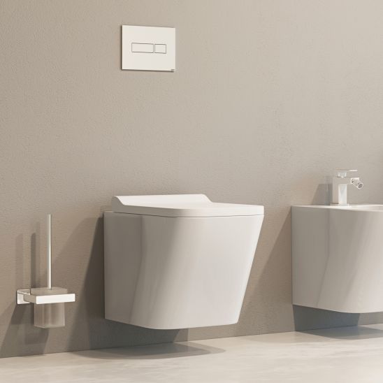 Set modulo di installazione Tece Base 9400407, vaso WC con copriwater a discesa lenta Omnires Fontana FONTANAMWBP, 9.240.401