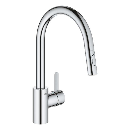 Set lavello in acciaio Grohe K700 31574SD1, rubinetto da cucina Grohe Eurosmart Cosmopolitan 31481001