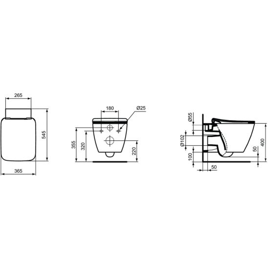 Set vaso WC Ideal Standard Strada II T299701, copriwater Ideal Standard Strada II T360101