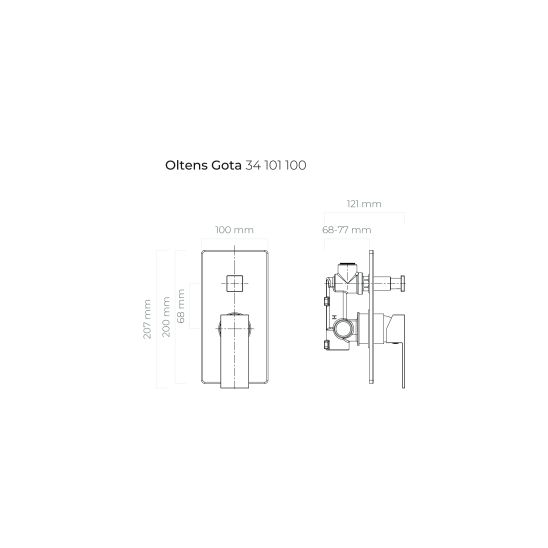 Set rubinetto per vasca e doccia Oltens Gota 34101300, soffione doccia Oltens Atran 37005300, 39401300, 39303300, 37103300, 37200300