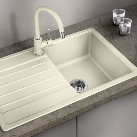 Set lavello in granito Blanco Legra 45 S 522201, rubinetto da cucina Oltens Lista 35202100