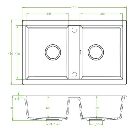 Set lavello in granito Laveo Barbados SBB520T, rubinetto da cucina Laveo Daru BLD069D