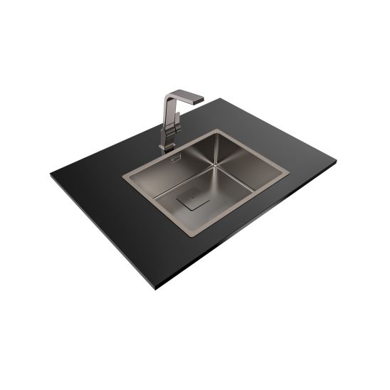 Set lavello in acciaio con sifone Teka Flexlinea 115000024, rubinetto da cucina Teka ICC 116030005
