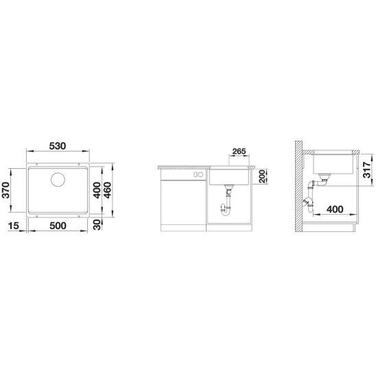 Set lavello in granito Blanco Etagon 500-U 525887, rubinetto da cucina Blanco Catris-S 525793