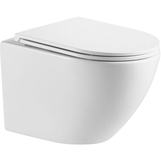 Set vaso WC con copriwater a discesa lenta Omnires Ottawa OTTAWAMWBP, modulo di installazione Tece Base 9400407, 9.240.401