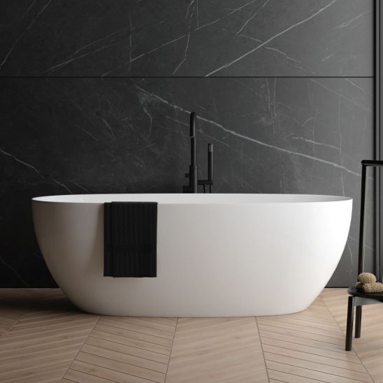 Set vasca da bagno freestanding Oltens Ebba 12012000, copertura piletta Oltens 09002800