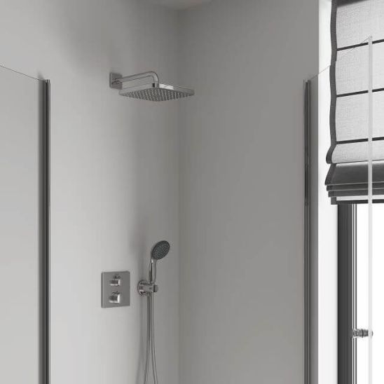 Set rubinetto per vasca e doccia Grohe Start Flow 29117000, soffione doccia Grohe Vitalio Comfort 26695000, 27851000, 26962001, 26397001, 28741002