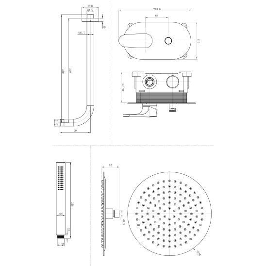 Set rubinetto per vasca e doccia Cersanit Inverto S951-285, set doccia Cersanit Inverto S951-710, S951-555