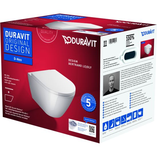Set vaso WC con copriwater a discesa lenta Duravit D-Neo 45770900A1, modulo di installazione Duravit DuraSystem WD1029000000, WD5009011000