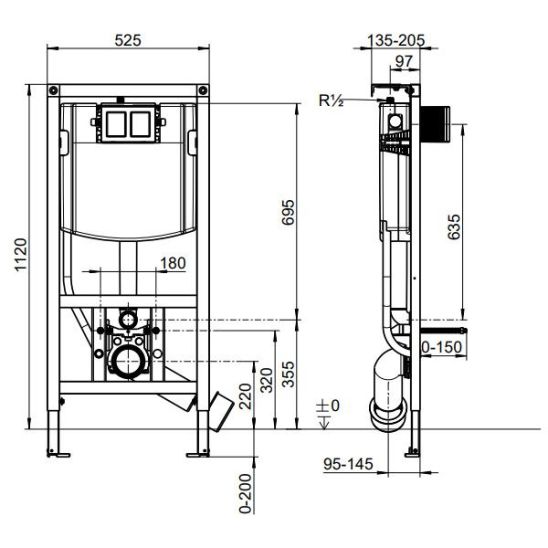Set vaso WC Villeroy & Boch Avento 5656R001, modulo di installazione Villeroy & Boch ViConnect 92242700, 9M87S101