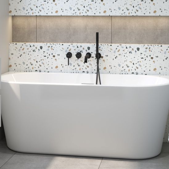 Set vasca da bagno a parete Oltens Delva 12018000, copertura piletta Oltens 09002800
