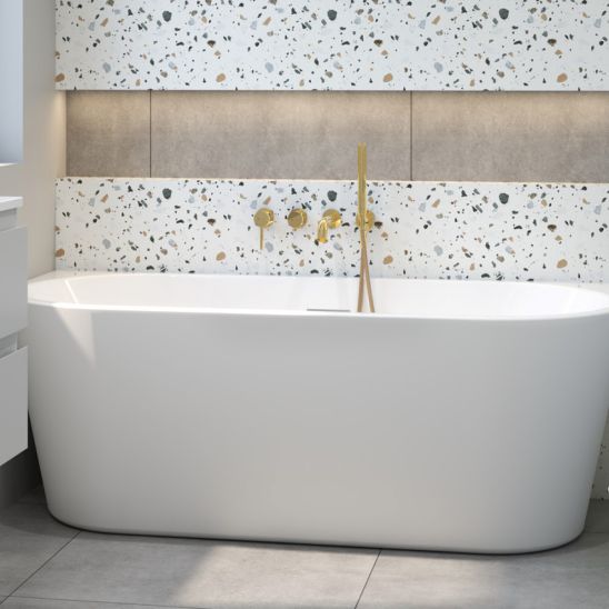 Set vasca da bagno a parete Oltens Delva 12019000, copertura piletta Oltens 09002000