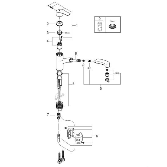 Set lavello in granito Grohe K400 31639AP0, rubinetto da cucina Grohe Start 30531001