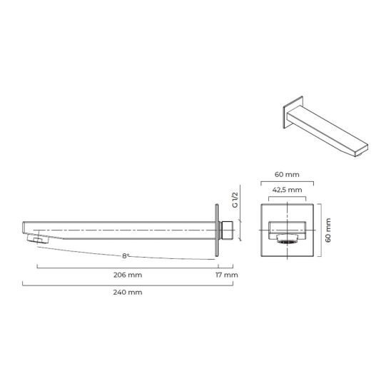 Set rubinetto per vasca e doccia Oltens Gota 34101300, bocca di erogazione per rubinetto Oltens Gota 39101300, 39303300, 37103300, 37200300