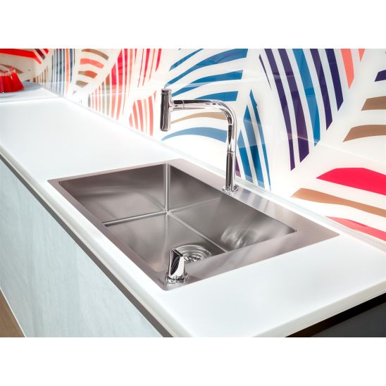 Set lavello in acciaio Hansgrohe S 71 43302800, rubinetto da cucina Hansgrohe Focus M41 31815000