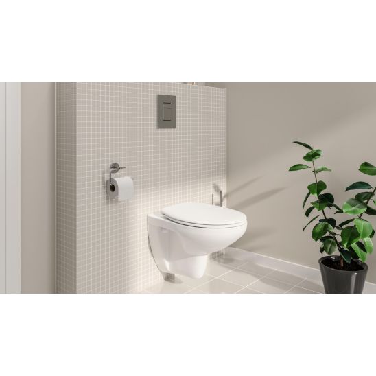 Set modulo di installazione con placca di comando e guarnizione Grohe Solido 39930000, vaso WC con copriwater a discesa lenta Grohe Bau Ceramic 39899000