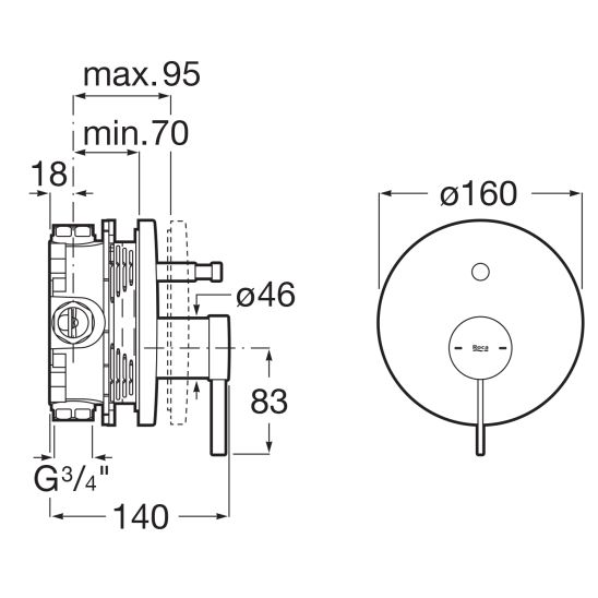 Set rubinetto per vasca e doccia Roca Ona A5A0B9EC00, corpo incasso Roca A525869403, A5A089EC00, A5B8114C00, A5B5250C00, A5B2118C00
