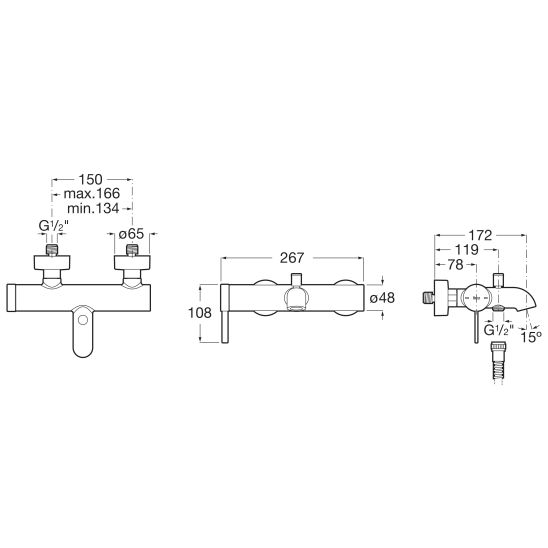 Set rubinetto per vasca e doccia Roca Ona A5A029EC00, doccetta Roca Plenum A5B8114C00, A5B1350C00, A5B2118C00