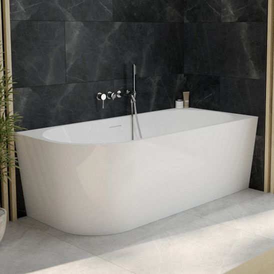 Set vasca da bagno angolare Oltens Delva 11001000, parete vasca Oltens Sela 23202100