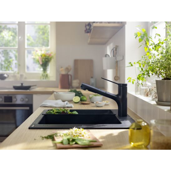 Set lavello in granito Hansgrohe S 51 43431170, rubinetto da cucina Hansgrohe Zesis M33 74800670, 43927000