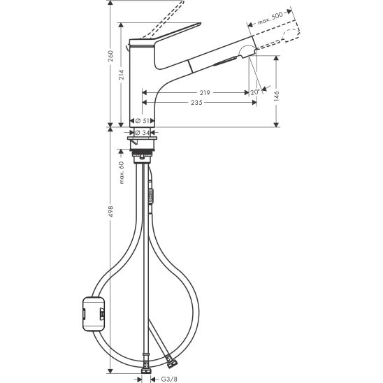 Set lavello in acciaio Hansgrohe S 71 43427800, rubinetto da cucina Hansgrohe Zesis M33 74800800, 43921800