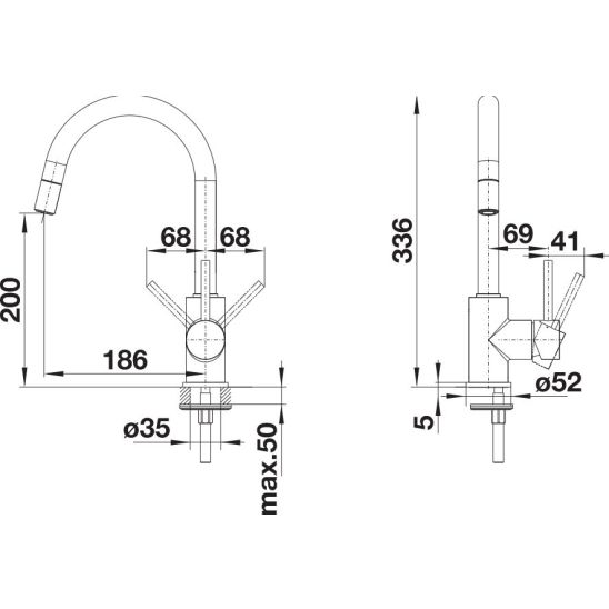 Set lavello in granito Blanco Subline 400-U 525990, rubinetto da cucina Blanco Mida-S 526653
