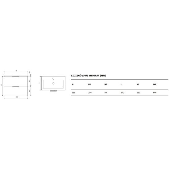 Set armadietto Excellent Blanko MLEX.6301.640.GN, lavabo Excellent Blanko CENL.6317.650.WH, MLEX.6303.SET.GL