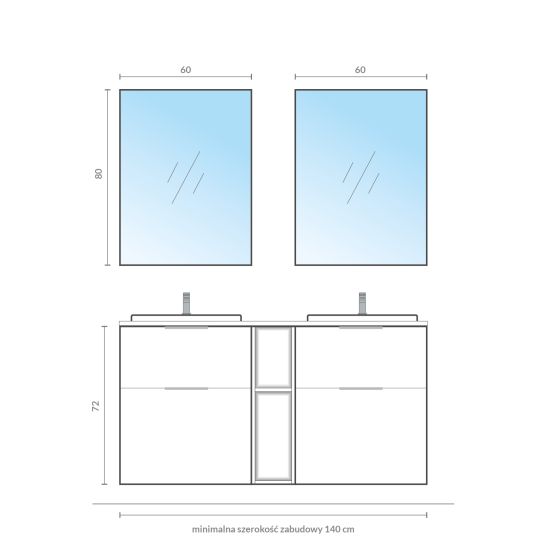 Set armadietto Cersanit City S584-017-DSM, piano Cersanit Moduo S590-022, S599-0162, S584-034