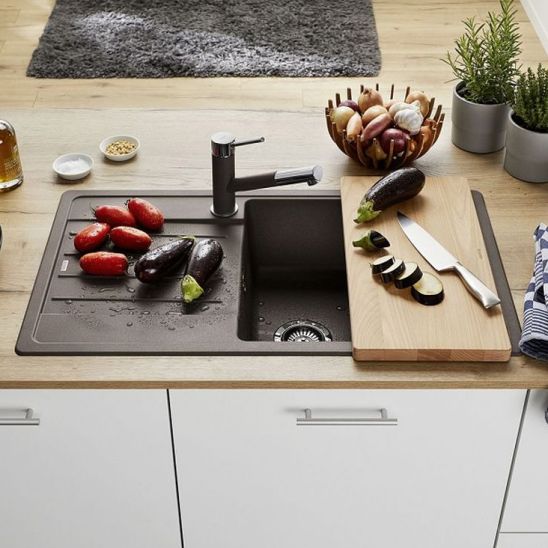 Set lavello in granito Blanco Legra XL 6 S 526087, rubinetto da cucina Oltens Lista 35202100