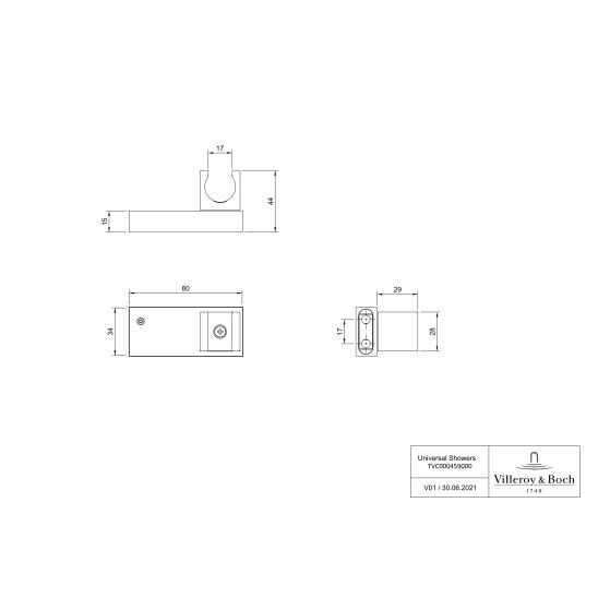 Set rubinetto per vasca e doccia Villeroy & Boch Universal Taps & Fittings TVD000653000K5, soffione doccia Villeroy & Boch Universal Showers TVC000002000K5, TVD00065100000, TVS109006000K5, TVC000454530K5, TVC000459000K5, TVC000457000K5, TVC000035000K5
