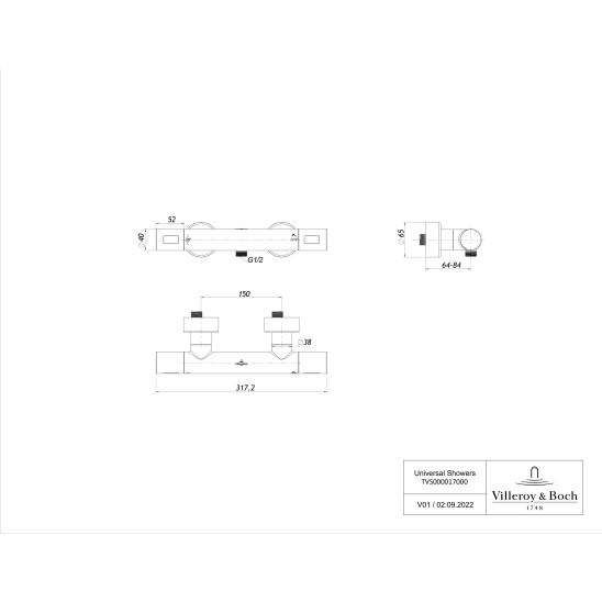 Set rubinetto per doccia Villeroy & Boch Universal Taps & Fittings TVS00001700061, set doccia Villeroy & Boch Verve Showers TVS10900700061