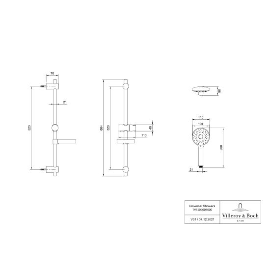 Set rubinetto per doccia Villeroy & Boch Universal Taps & Fittings TVS00001700061, set doccia Villeroy & Boch Universal Showers TVS10900400061